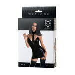 Платье с чокером Glossy Ivy из материала Wetlook, черное, S
