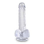 Прозрачный фаллоимитатор с мошонкой на присоске King Cock Clear 6 Cock with Balls